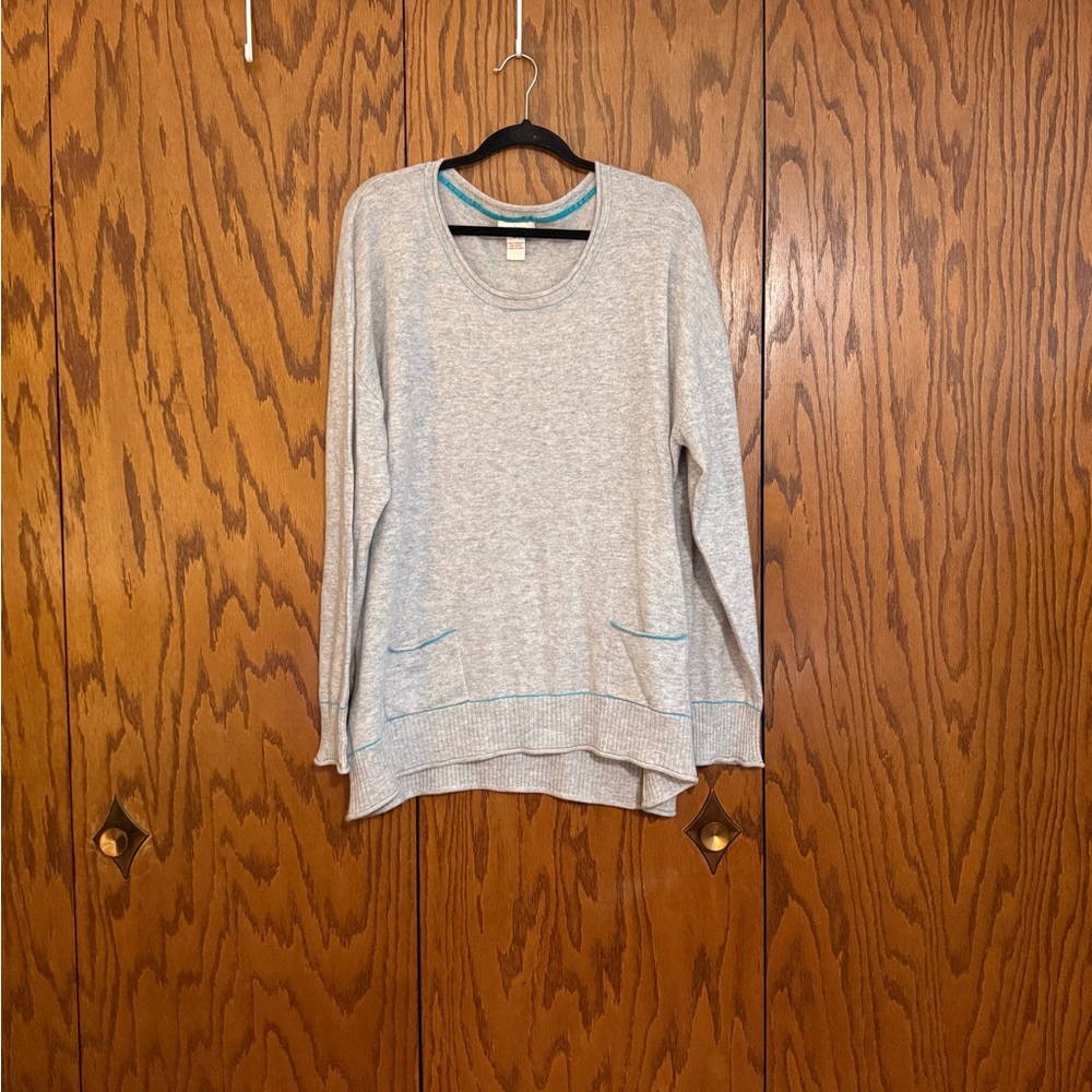 Sundance 100% Cashmere Sweater Womens XL Gray Relaxed Knit Pullover